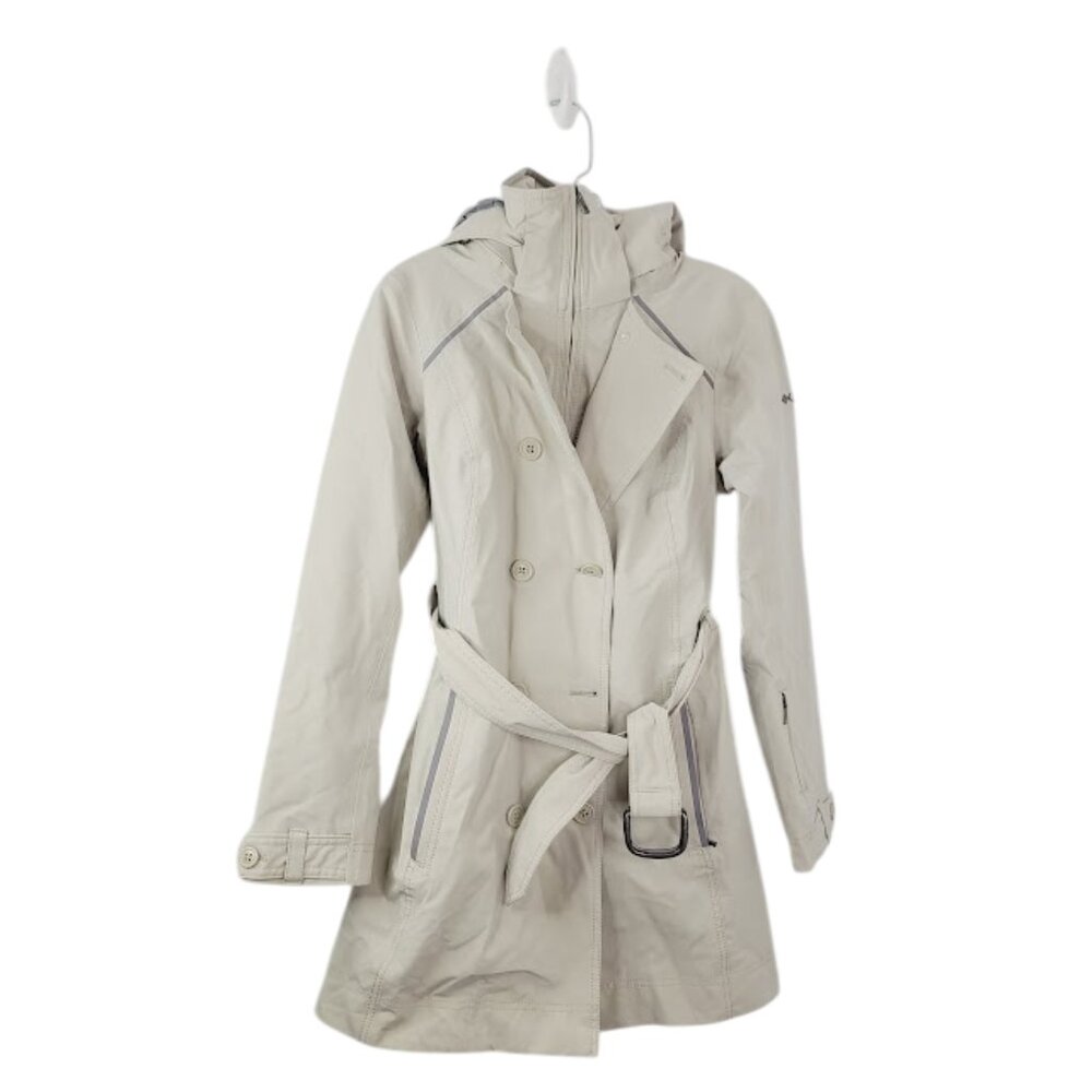 Columbia Women's White Omni-Heat Hooded Winter Over Trench Coat Size‎ S